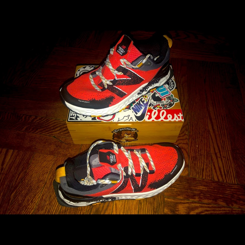 Red white and black New Balance Fresh Foam Hierro for Women.